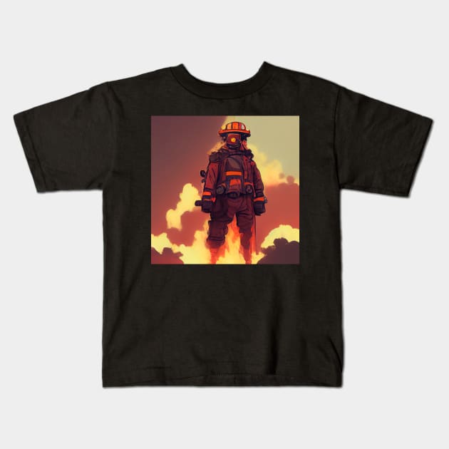 Fire fighter | Comics style Kids T-Shirt by ComicsFactory